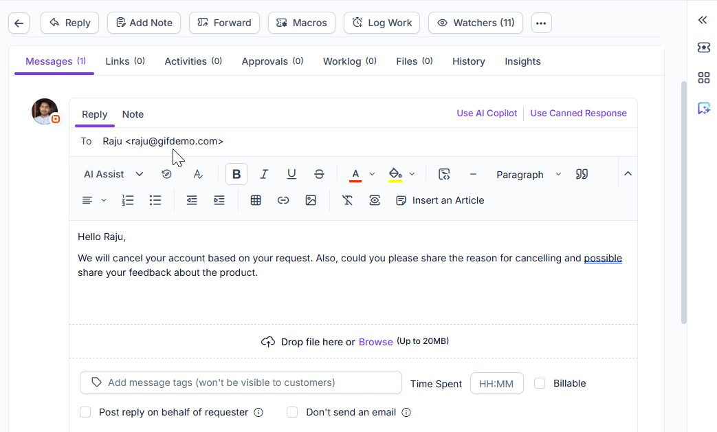 AI Review Response Feature