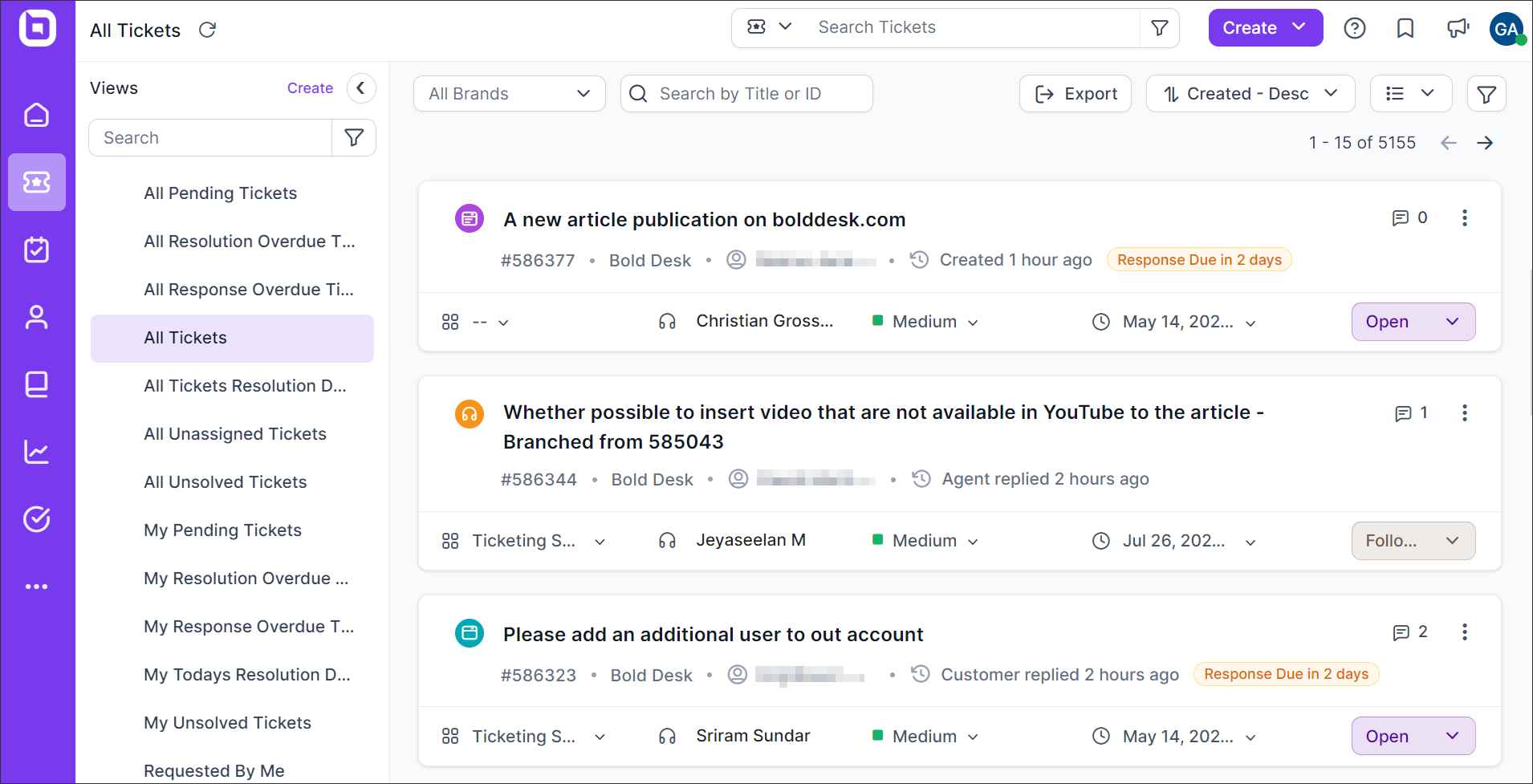 BoldDesk’s ticketing system 