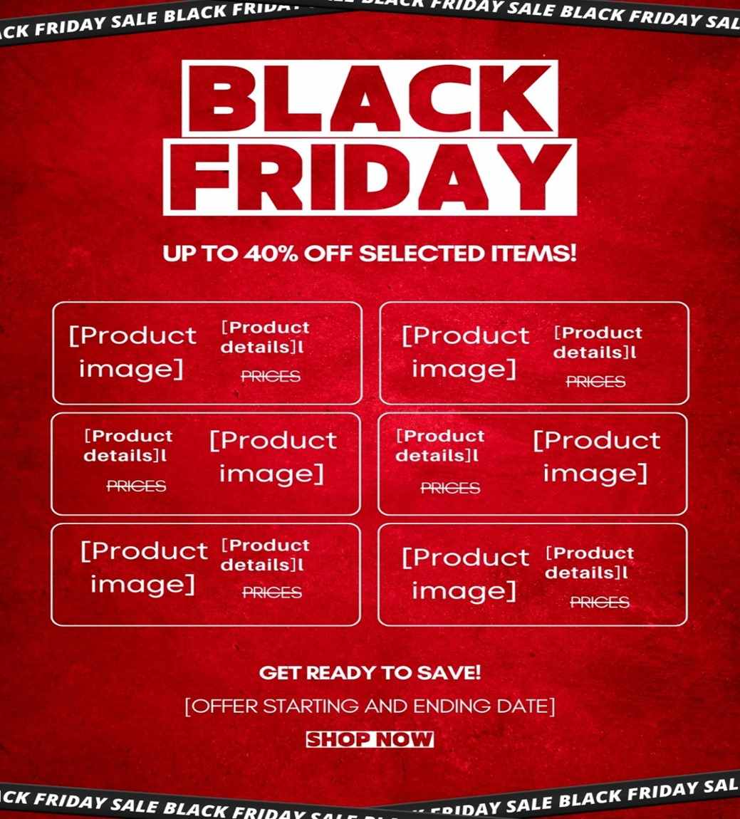 Product-oriented Black Friday email template