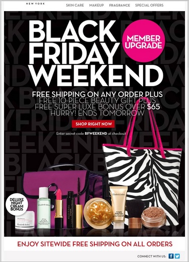 Elizabeth Arden's Black Friday email campaign