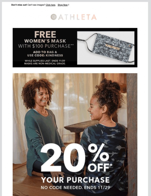 Athleta Black Friday Template for free giveaways