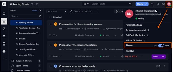 BoldDesk® in 2024: Dark theme