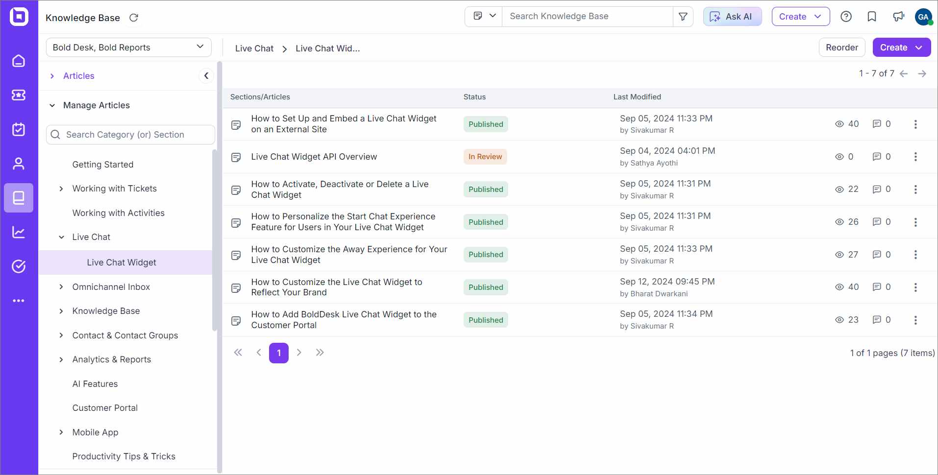 BoldDesk’s knowledge base 