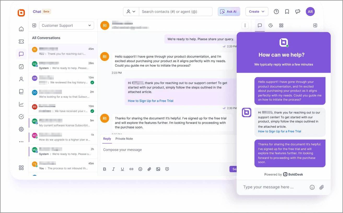 BoldDesk's Live Chat