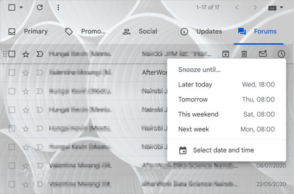 Snooze emails that are not urgent