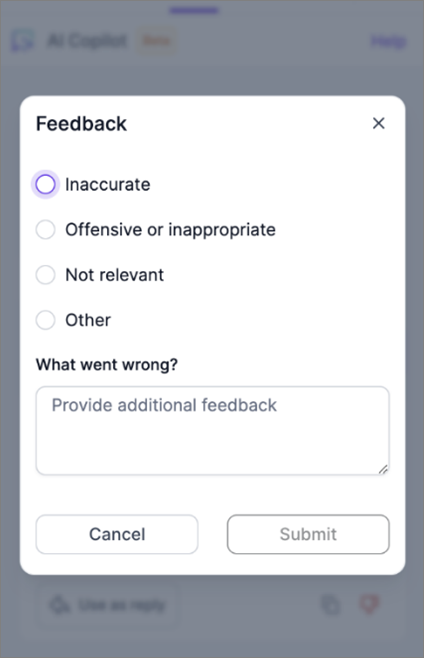 Provide feedback on AI responses
