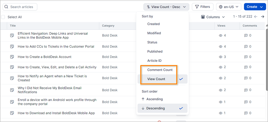 Enhanced article sorting